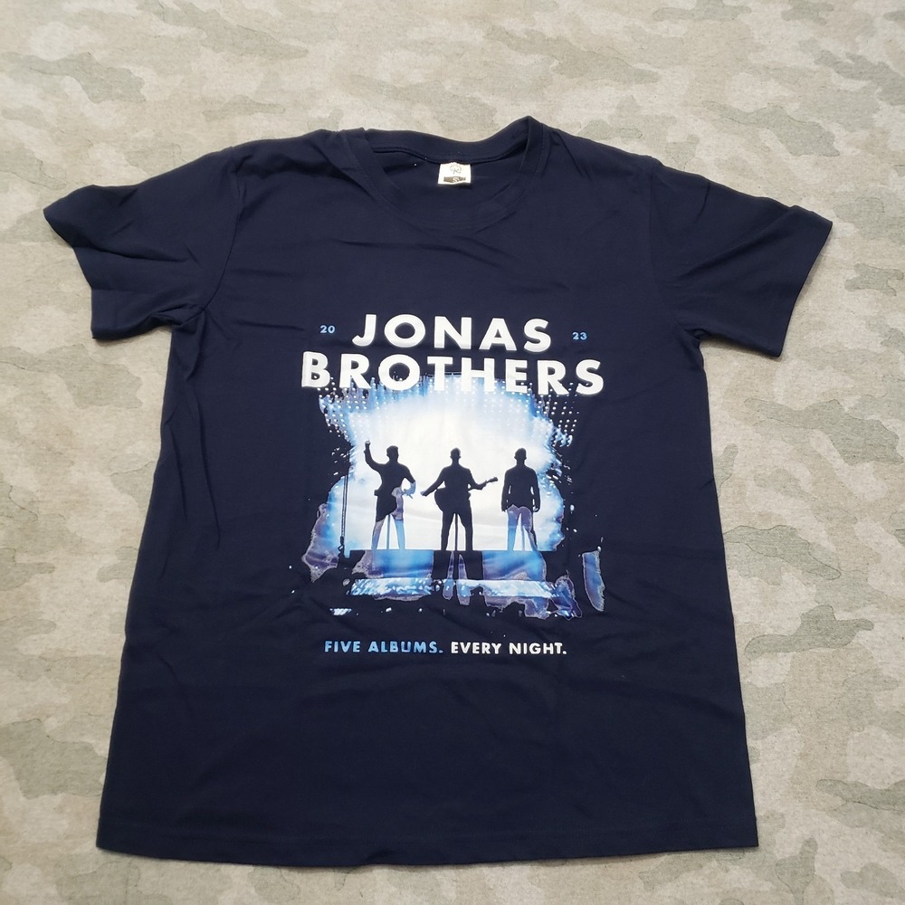 Jonas Brothers Concert Shirt Mens Small Blue Short Sleeve Five‎ Albums